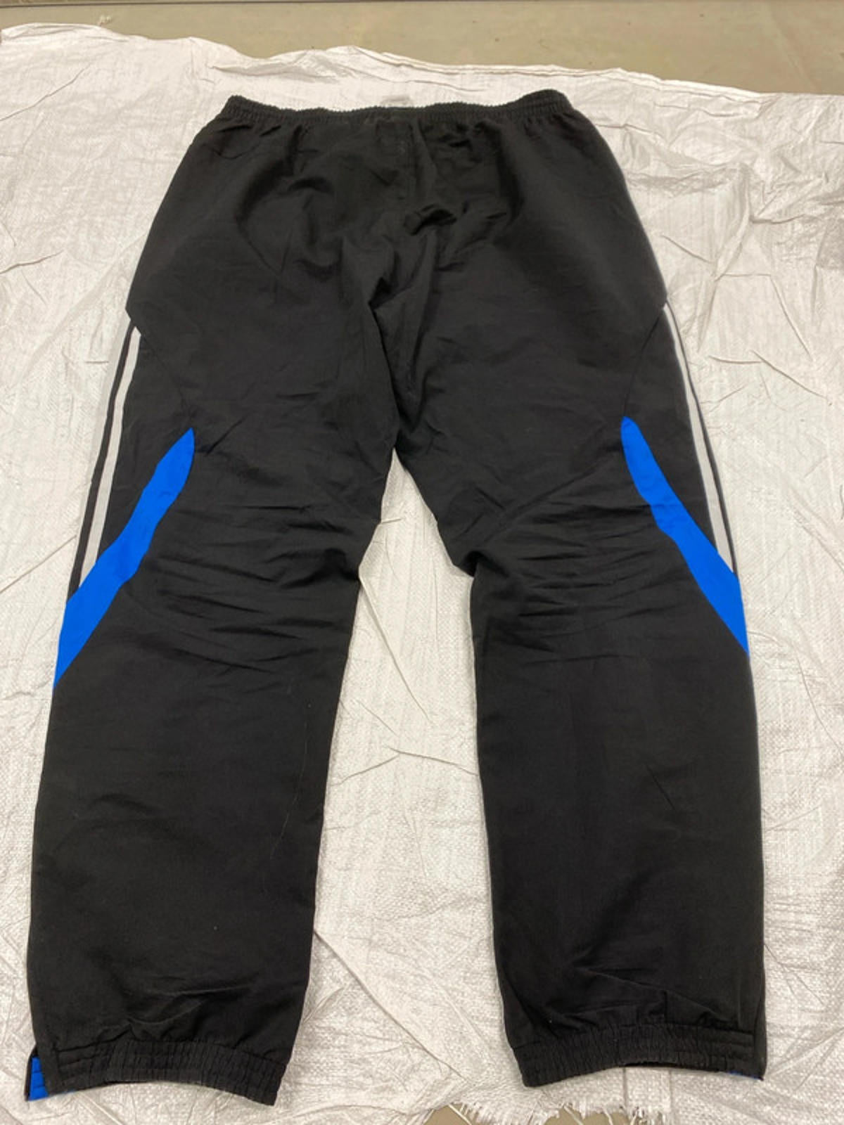 Adidas XL black joggers with blue and white