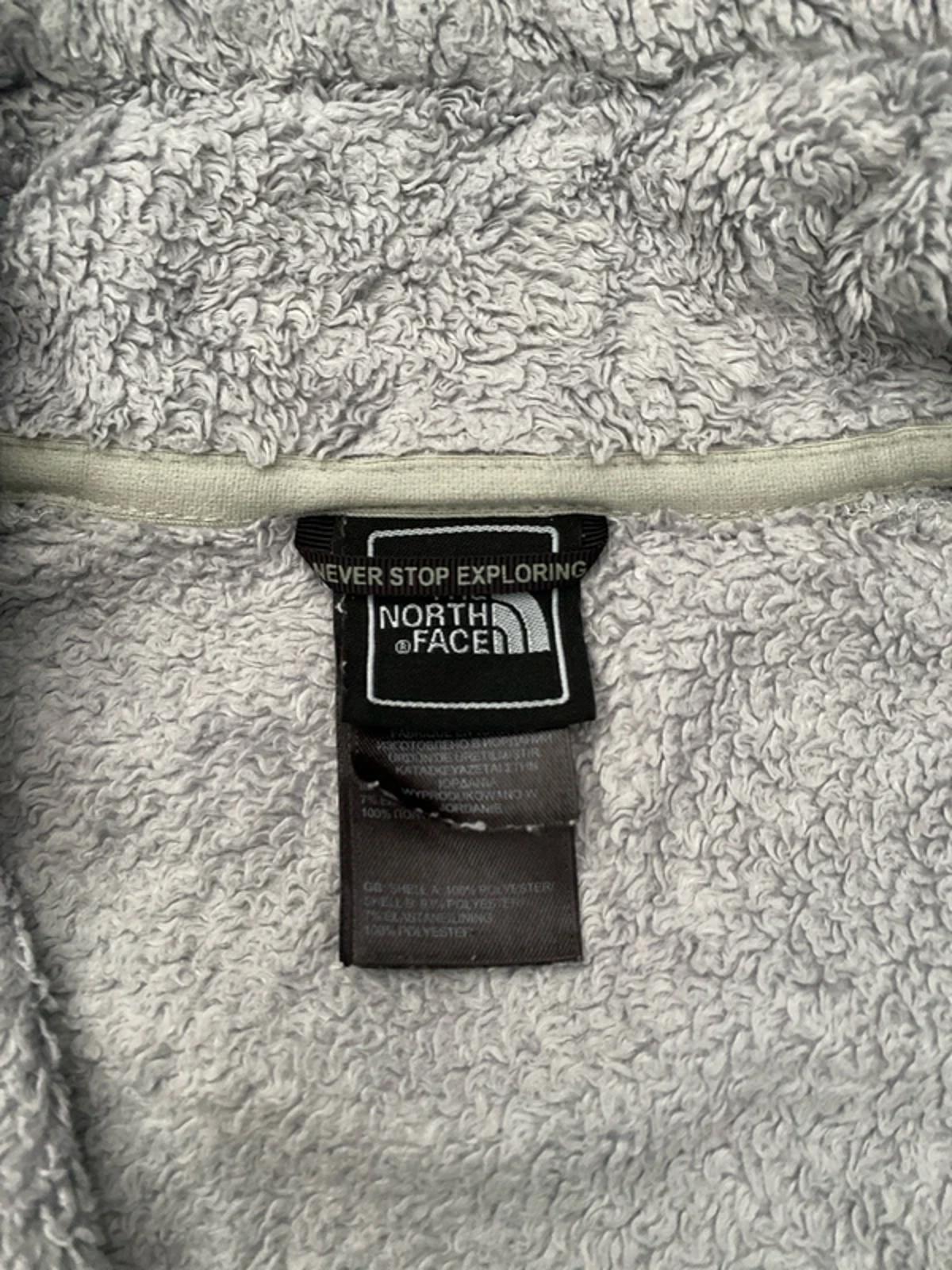 The North Face grey fluffy fleece with pink logo S/P
