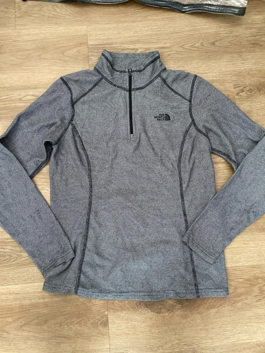 The North Face 1/4 zip sweater grey flecked medium women’s