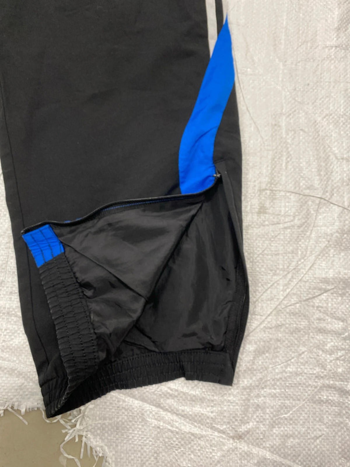 Adidas XL black joggers with blue and white