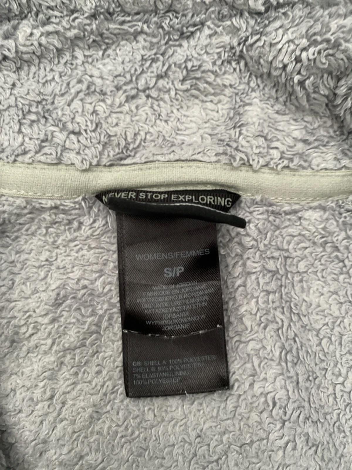 The North Face grey fluffy fleece with pink logo S/P