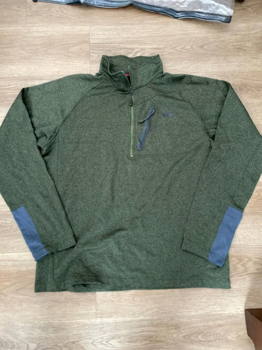 The North Face mens 1/4 zip green sweater/top large